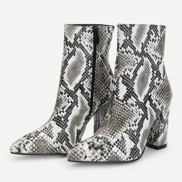 Snakeskin Side Zipper Boots - Picture 2 of 7